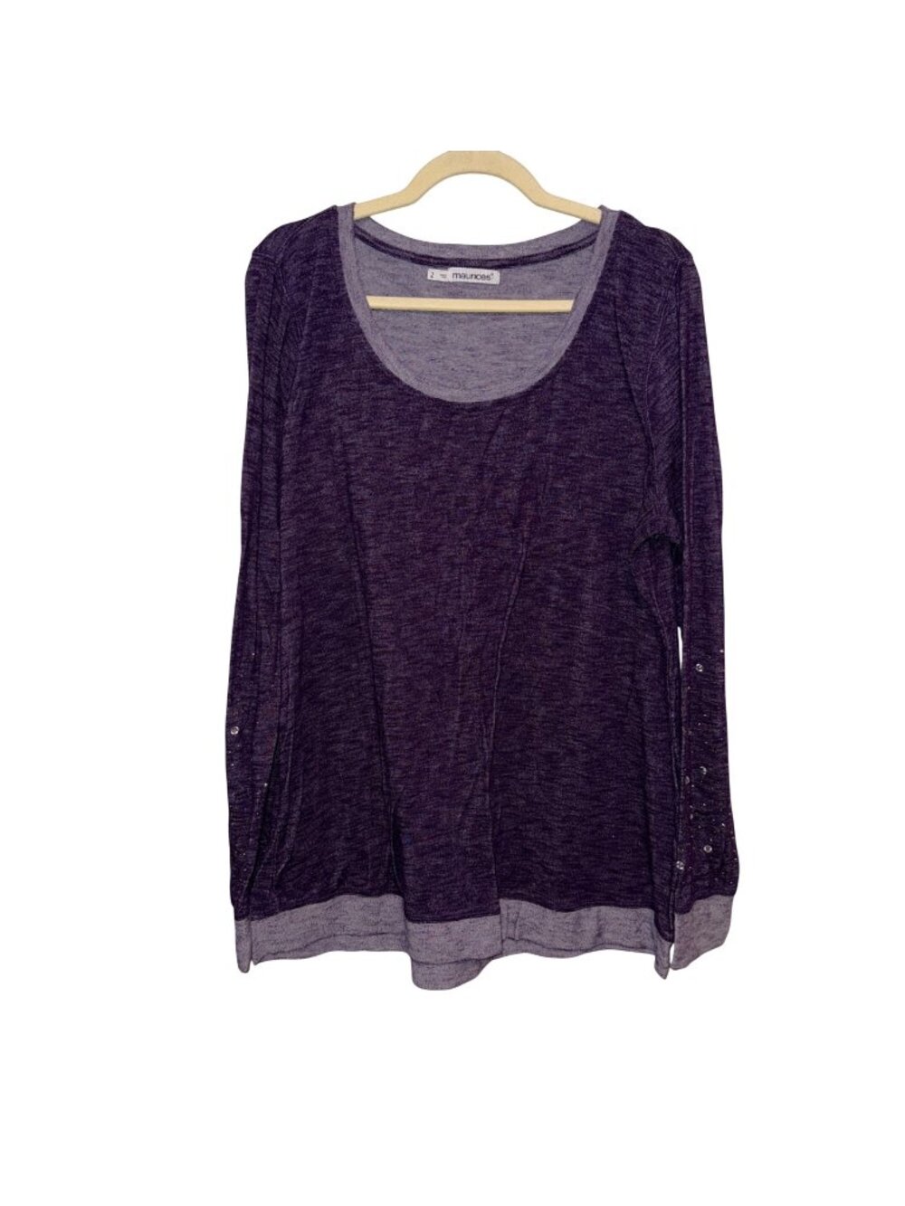 Maurices Purple Long Sleeve Top With Embellished Sleeves Size 2X